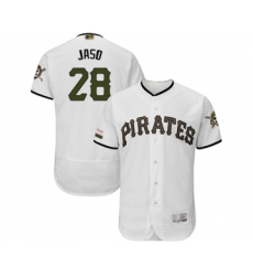 Men's Pittsburgh Pirates #28 John Jaso White Alternate Authentic Collection Flex Base Baseball Jersey