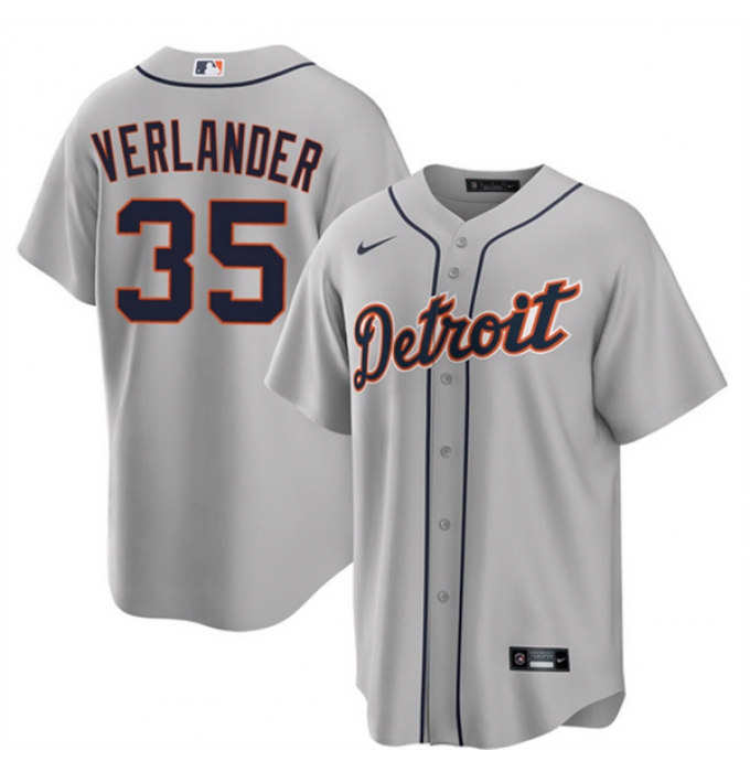 Men's Detroit Tigers #35 Justin Verlander Gray 2026 Road Stitched Baseball Jersey