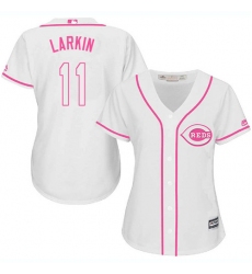 Women's Majestic Cincinnati Reds #11 Barry Larkin Authentic White Fashion Cool Base MLB Jersey