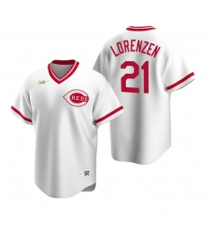 Men's Nike Cincinnati Reds #21 Michael Lorenzen White Cooperstown Collection Home Stitched Baseball Jersey