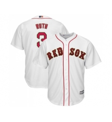 Youth Boston Red Sox #3 Babe Ruth Authentic White 2019 Gold Program Cool Base Baseball Jersey