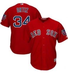 Men's Majestic Boston Red Sox #34 David Ortiz Authentic Red Alternate Home Retirement Patch Cool Base MLB Jersey