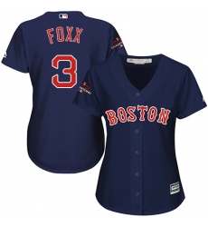 Women's Majestic Boston Red Sox #3 Jimmie Foxx Authentic Navy Blue Alternate Road 2018 World Series Champions MLB Jersey