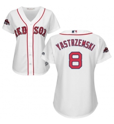 Women's Majestic Boston Red Sox #8 Carl Yastrzemski Authentic White Home 2018 World Series Champions MLB Jersey