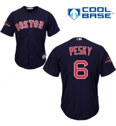 Youth Majestic Boston Red Sox #6 Johnny Pesky Authentic Navy Blue Alternate Road Cool Base 2018 World Series Champions MLB Jersey