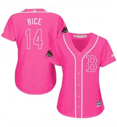 Women's Majestic Boston Red Sox #14 Jim Rice Authentic Pink Fashion 2018 World Series Champions MLB Jersey