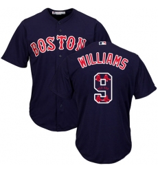 Men's Majestic Boston Red Sox #9 Ted Williams Authentic Navy Blue Team Logo Fashion Cool Base MLB Jersey