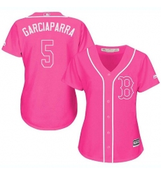 Women's Majestic Boston Red Sox #5 Nomar Garciaparra Authentic Pink Fashion MLB Jersey