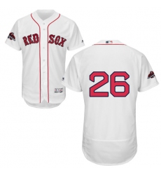 Men's Majestic Boston Red Sox #26 Wade Boggs White Home Flex Base Authentic Collection 2018 World Series Champions MLB Jersey