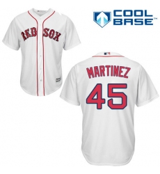 Youth Majestic Boston Red Sox #45 Pedro Martinez Authentic White Home Cool Base MLB Jersey