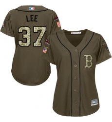 Women's Majestic Boston Red Sox #37 Bill Lee Authentic Green Salute to Service 2018 World Series Champions MLB Jersey