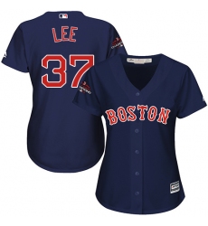 Women's Majestic Boston Red Sox #37 Bill Lee Authentic Navy Blue Alternate Road 2018 World Series Champions MLB Jersey