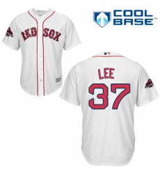 Women's Majestic Boston Red Sox #37 Bill Lee Authentic White Home 2018 World Series Champions MLB Jersey