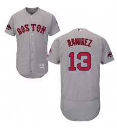 Men's Majestic Boston Red Sox #13 Hanley Ramirez Grey Road Flex Base Authentic Collection 2018 World Series Champions MLB Jersey