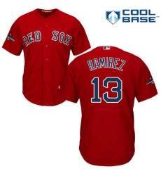 Youth Majestic Boston Red Sox #13 Hanley Ramirez Authentic Red Alternate Home Cool Base 2018 World Series Champions MLB Jersey