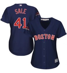 Women's Majestic Boston Red Sox #41 Chris Sale Authentic Navy Blue Alternate Road 2018 World Series Champions MLB Jersey