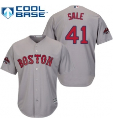 Youth Majestic Boston Red Sox #41 Chris Sale Authentic Grey Road Cool Base 2018 World Series Champions MLB Jersey