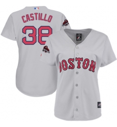 Women's Majestic Boston Red Sox #38 Rusney Castillo Authentic Grey Road 2018 World Series Champions MLB Jersey