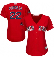 Women's Majestic Boston Red Sox #22 Rick Porcello Authentic Red Alternate Home 2018 World Series Champions MLB Jersey