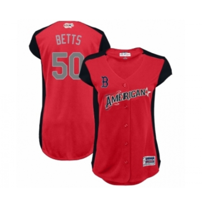 Women's Boston Red Sox #50 Mookie Betts Authentic Red American League 2019 Baseball All-Star Jersey