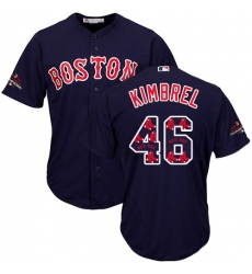 Men's Majestic Boston Red Sox #46 Craig Kimbrel Authentic Navy Blue Team Logo Fashion Cool Base 2018 World Series Champions MLB Jersey