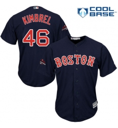 Youth Majestic Boston Red Sox #46 Craig Kimbrel Authentic Navy Blue Alternate Road Cool Base 2018 World Series Champions MLB Jersey