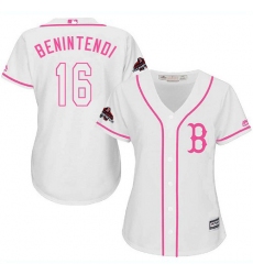 Women's Majestic Boston Red Sox #16 Andrew Benintendi Authentic White Fashion 2018 World Series Champions MLB Jersey