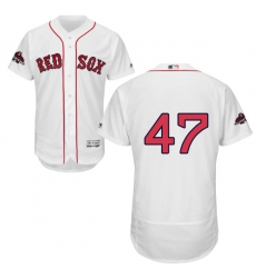 Men's Majestic Boston Red Sox #47 Tyler Thornburg White Home Flex Base Authentic Collection 2018 World Series Champions MLB Jersey