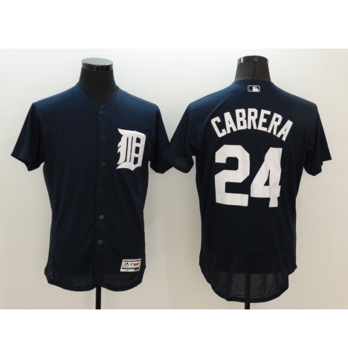 Men's Detroit Tigers #24 Miguel Cabrera Navy Blue Alternate Flex Base Authentic Jersey