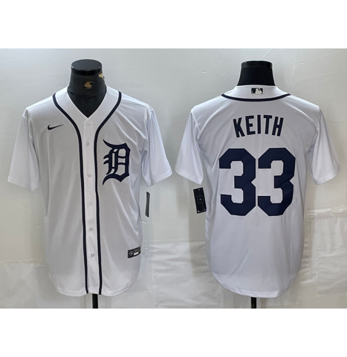 Men's Detroit Tigers #33 Colt Keith White Cool Base Stitched Jersey