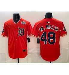 Men's Detroit Tigers #48 Mr. Miller Orange 2026 Alternate USA 250 Vapor Premier Limited Stitched Baseball Jersey