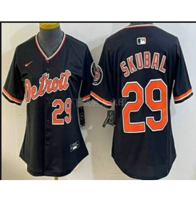 Women's Detroit Tigers #29 Tarik Skubal Black Stadium Jersey