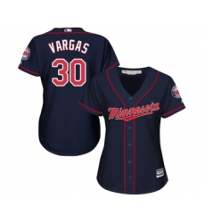 Women's Minnesota Twins #30 Kennys Vargas Replica Navy Blue Alternate Road Cool Base Baseball Jersey