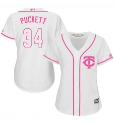Women's Majestic Minnesota Twins #34 Kirby Puckett Replica White Fashion Cool Base MLB Jersey