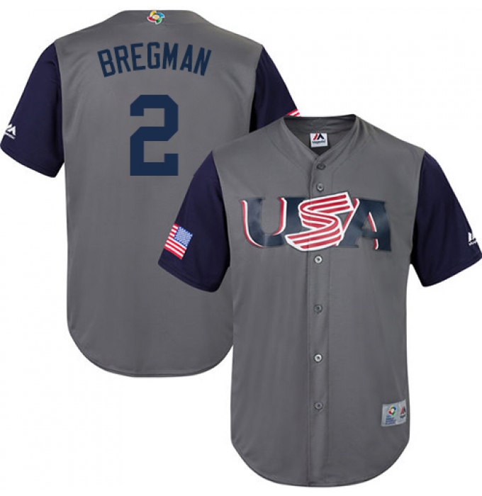Youth USA Baseball Majestic #2 Alex Bregman Gray 2017 World Baseball Classic Replica Team Jersey