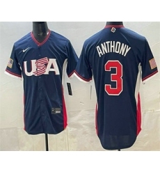 Men's USA #3 Roman Anthony Navy 2026 World Baseball Classic Cool Base Jersey