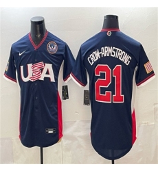 Men's USA Baseball #21 Crow-Armstrong Navy 2026 World Baseball Classic United States 250th Anniversary Road Stadium Stitched Jersey