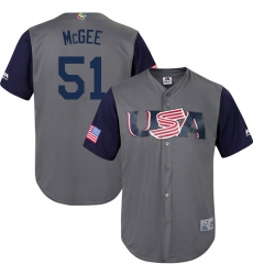 Youth USA Baseball Majestic #51 Jake McGee Gray 2017 World Baseball Classic Replica Team Jersey