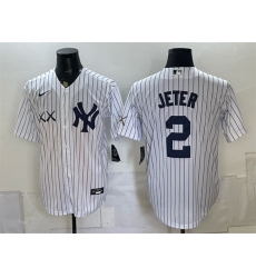 Men's New York Yankees x KAWS #2 Derek Jeter White Stadium Stitched Baseball Jersey