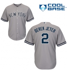 Youth Majestic New York Yankees #2 Derek Jeter Authentic Grey Road MLB Jersey
