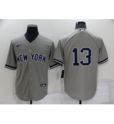 Men's New York Yankees #13 Alex Rodriguez Gray Cool Base Stitched Baseball Jersey