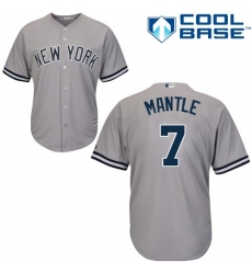 Men's Majestic New York Yankees #7 Mickey Mantle Replica Grey Road MLB Jersey