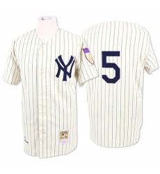Men's Mitchell and Ness New York Yankees #5 Joe DiMaggio Replica White Throwback MLB Jersey