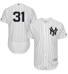Men's Majestic New York Yankees #31 Aaron Hicks White/Navy Flexbase Authentic Collection MLB Jersey