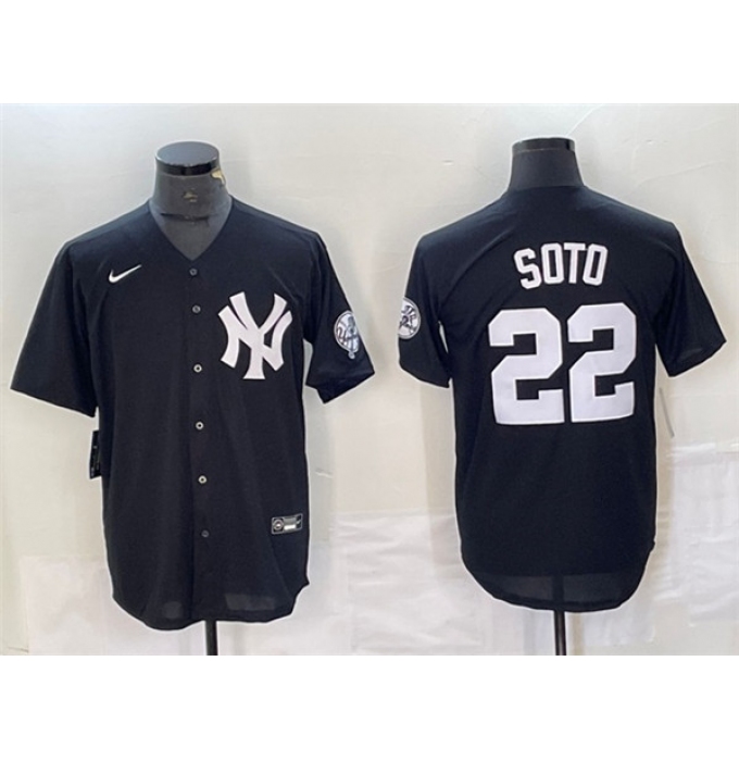 Men's New York Yankees #22 Juan Soto Black Cool Base  Stitched Baseball Jersey