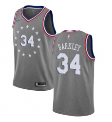 Women's Nike Philadelphia 76ers #34 Charles Barkley Swingman Gray NBA Jersey - City Edition
