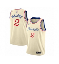 Women's Philadelphia 76ers #2 Moses Malone Swingman Cream Basketball Jersey - 2019 20 City Edition