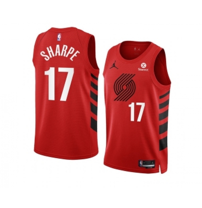Men's Portland Trail Blazers #17 Shaedon Sharpe 2022-23 Red Statement Edition Swingman Stitched Basketball Jersey