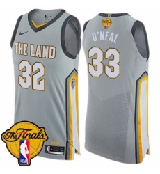 Men's Nike Cleveland Cavaliers #33 Shaquille O'Neal Authentic Gray 2018 NBA Finals Bound NBA Jersey - City Edition