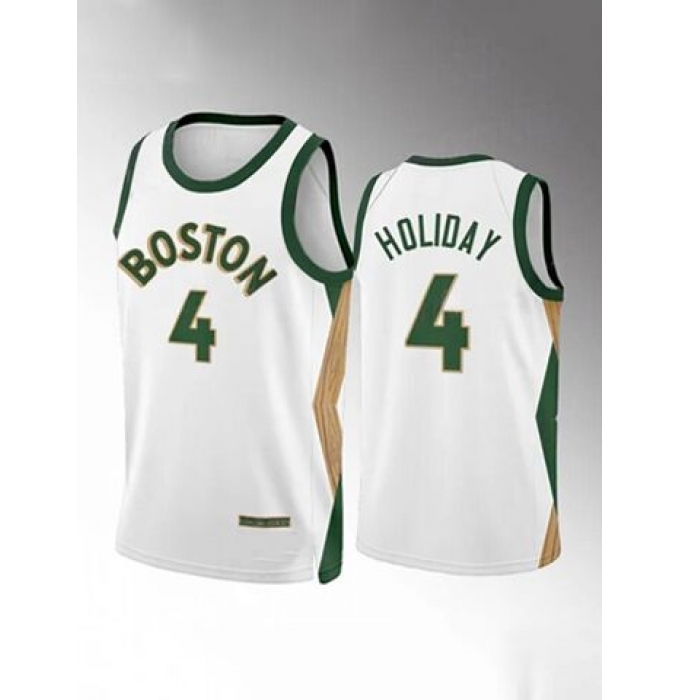 Men's Boston Celtics #4 Jure Holiday White Edition Stitched Basketball Jersey